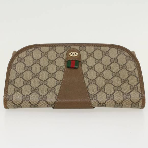 GUCCI GG Canvas Web Sherry Line Clutch Bag Beige Red Green 89 01 030 Auth 43905 - Picture 5 of 16